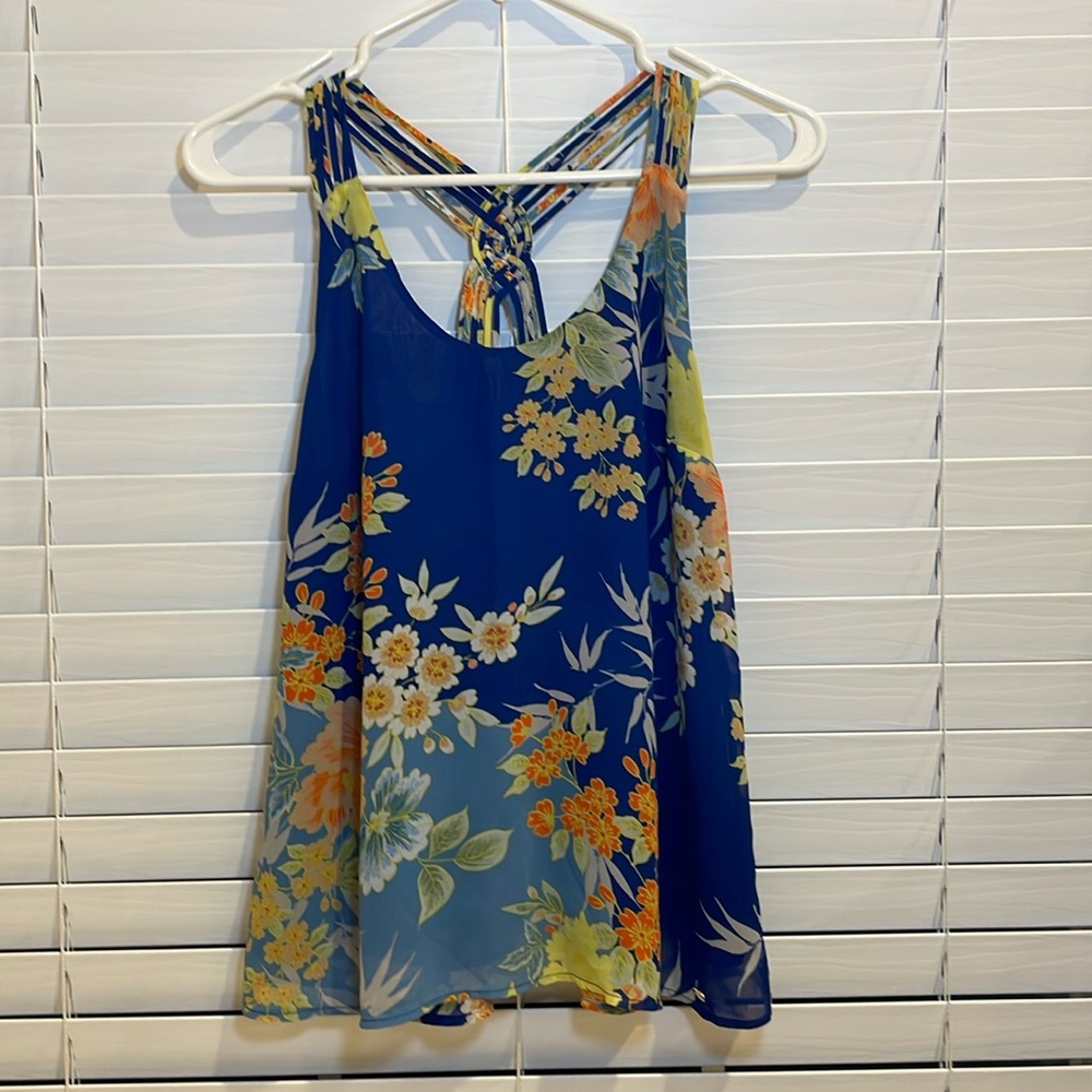 Guess Royal Blue Floral Tank Sz XS